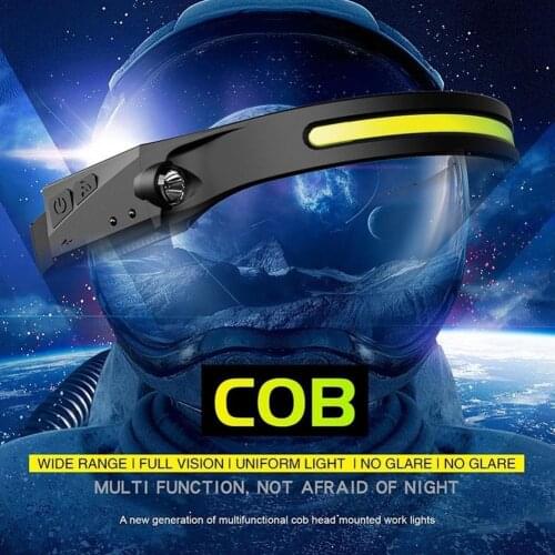 Cob Led Headlamp Sensor Headlight With Built-in Battery Flashlight Usb Rechargeable Head Lamp Torch 3 Lighting Modes Work Light
