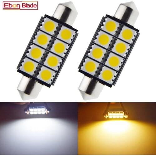 2 x 41mm 42mm C10W LED Canbus No Error Festoon Car Interior Dome Map Light License Plate Truck Bulb Lamp Auto Styling Warm/White