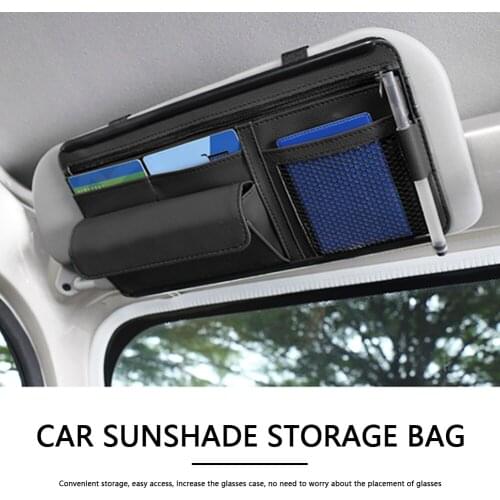 Universal Car Sun Visor Organizer Sunglasses Case Outdoor Bill Pen Card Storage Holder Personal Car Parts Decoration