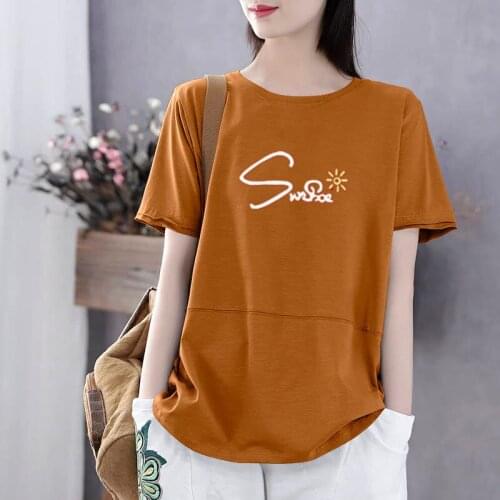 Plus Size Women Spring Summer Style Loose T-Shirts Tops Lady Casual Short Sleeve O-Neck Smele Printed Tees Tshirts Tops ZZ0172