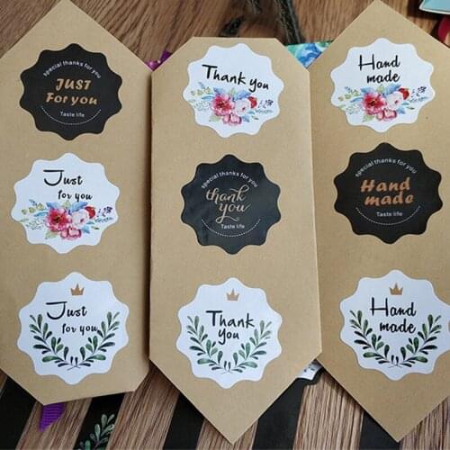 100pcs/pack Cake Packaging Lace-shaped Packaging Seals Sticker Thankyou Hand Made Wedding Birthday Gifts