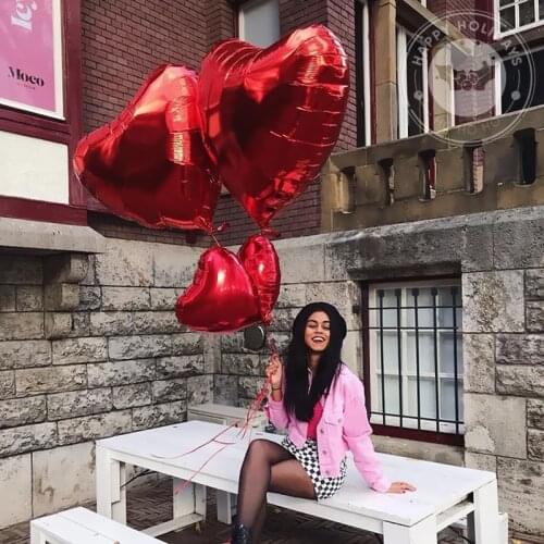 18inch Love Foil Heart Helium Balloons Year Globos Supplies Valentines Day New Wedding Birthday Baby Shower 1 Ballon Red 10pcs