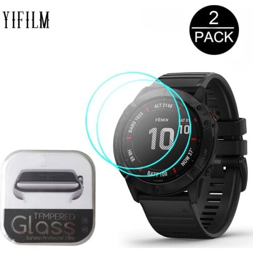 2Pack 2.5D Clear Tempered Glass Screen Protector For Garmin Fenix 6 6s 6x Pro Sapphire Solar GPS Watch Screen Protective Film