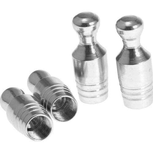 4X Car Bicycle Wheel Tire Air Valve Stems Cap Dust Cover Bowling Type Sliver
