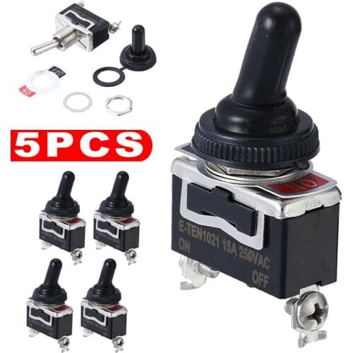 5pcs Waterproof Toggle Flick Switch 12V Mini Auto Toggle Switch Heavy Duty Rocker Switchs Car Dash Light Metal ON/OFF Switch Set