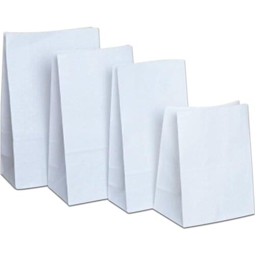 50Pcs 15*10*30cm Food Take Out White Brown Kraft Paper Package Bag Sundries Gifts Crafts Packing Pouch Paper Storage Bags