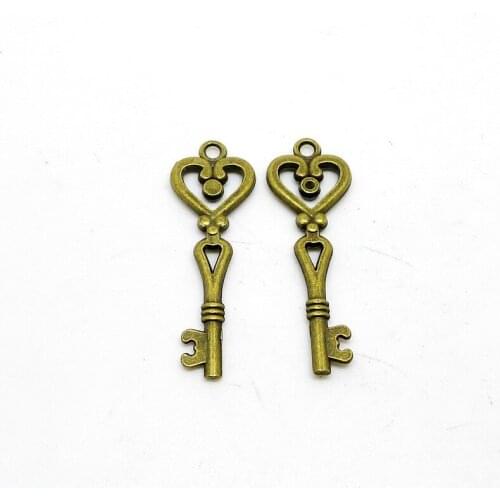 50pcs/lot key 40x14mm charms for DIY bracelets necklace Pendants Zinc Alloy wholesale jewelry lots Manufactor