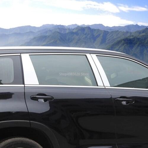 For Toyota Highlander 2014 2015 2016 2017 2018 Stainless Window side column Pillar Cover Trim Molding Garnish Car Styling 6pcs