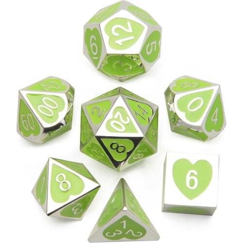7Pcs Metal Dice Set DND TRPG Board Games Polyhedral Dice D4 D6 D8 D10 D12 D20 Entertainment Dice With Drawstring Bag BC0266