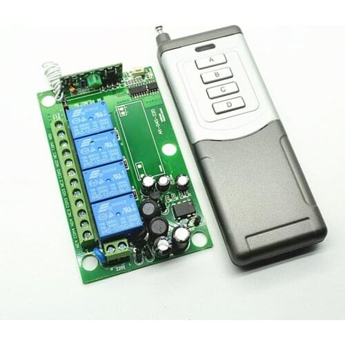 AC 220V-360V 4CH 10A Relay Wireless Remote Switch Light Lamp LED Motor Machine 2000m RF Receiver Transmitter Switch 315/433M