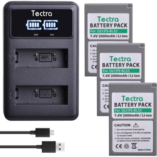 3PCS PS-BLS5 BLS-5 BLS5 BLS50 Battery+LED Charger for Olympus PEN E-PL2,E-PL5,E-PL6,E-PL7,E-PM2, OM-D E-M10, E-M10 II, Stylus1
