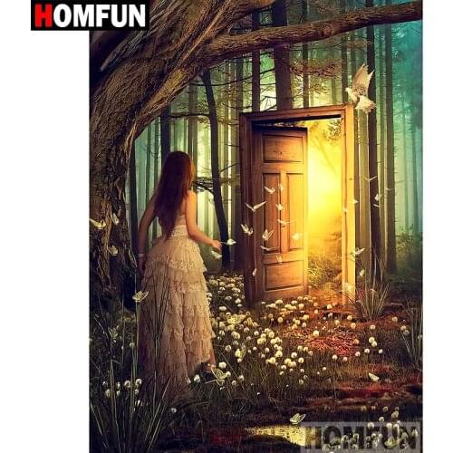 HOMFUN 5D DIY Diamond Painting Full Square/Round Drill "Butterfly girl" 3D Embroidery Cross Stitch gift Home Decor A03793