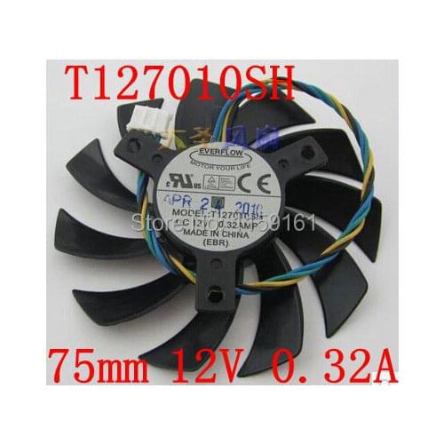 Free Shipping T127010SH 4pin 12V 0.32A 75mm 40mmx40mmx40mm Graphics card fan