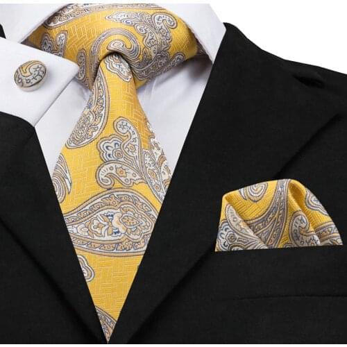 C-1730 Hi-Tie Corbatas Hombre 2017 Paisley Ties for Men 100% Hand-Made Silk Tie Hanky Cufflinks Pocket Square Jacquard Woven