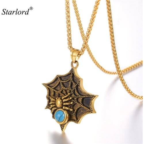 Starlord Spider Web Necklace Pendant Stainless Steel/Gold/Black Gothic Jewelry Halloween Unique Gift Spider Necklace GP3237