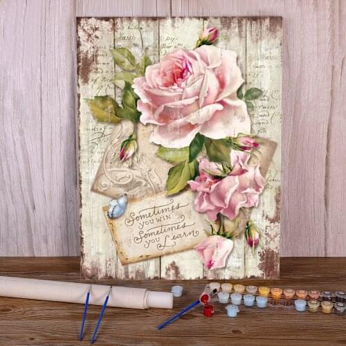 Flower Rose DIY Painting By Numbers Set Oil Paints 50*70 Oil Painting Loft Wall Picture For Handiwork
