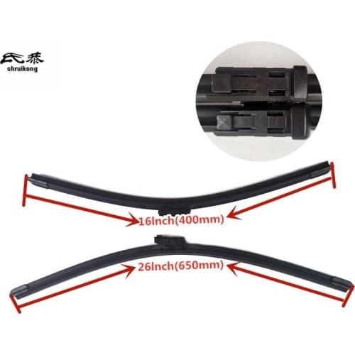 Free shipping 2pcs/lot SG-007 Wiper blades for 2014-2016 SEAT LEON ST 26"+16" fit push button type wiper arms only