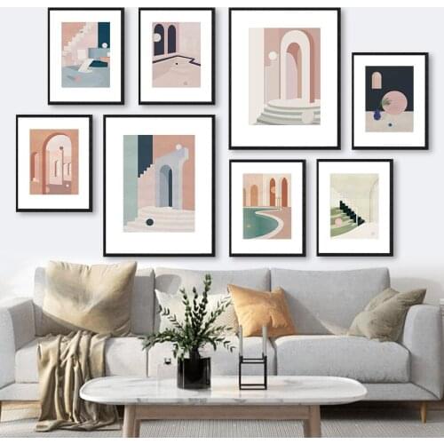 Ball Vase Door Step Geometry Wall Art Canvas Painting Nordic Posters And Prints Wall Pictures For Living Room Bohemian Decor