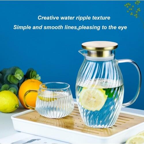 GF 1.55L Glass Water Kettle with 2 Cups Heat Resistant Kettles Eco Friendly Juice Pichter Glasses Drinkware Kitchen Items Flask