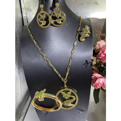 Janekelly2pcs Bridal Zirconia Full Jewelry Sets For Women Party, Luxury Dubai Nigeria CZ Crystal Wedding Jewelry Sets