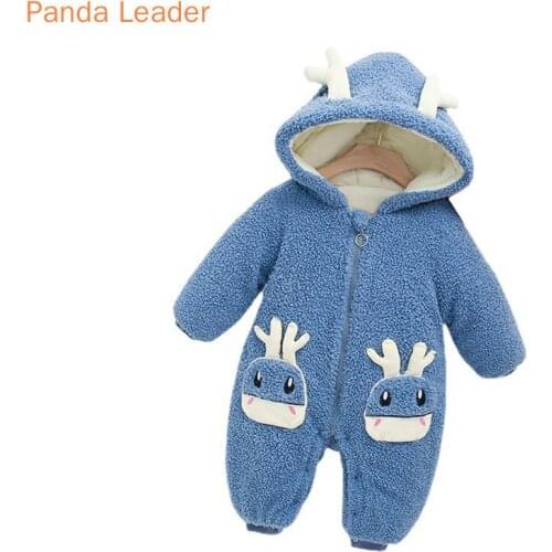 Winter Baby Clothes Infant Warm Fleece Rompers for Baby Girl Hooded Cartoon Long Sleeve Coat Boys Outerwear Children Clothing