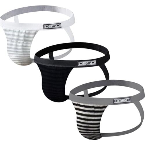 Brand New 3 Pcs/lot Sexy Jockstrap Underwear Set Men Thong Lingerie Bikini Gay Tangas Homme Cotton Quick Dry Free Shipping