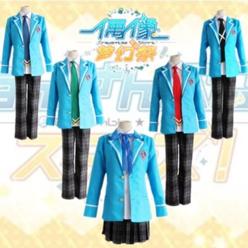Ensemble Stars Trickstar Hokuto Hidaka Narukami Arashi Aoi Yuta Akehoshi Subaru Cosplay School Uniforms(Coat+Pants/Skirt+Tie)