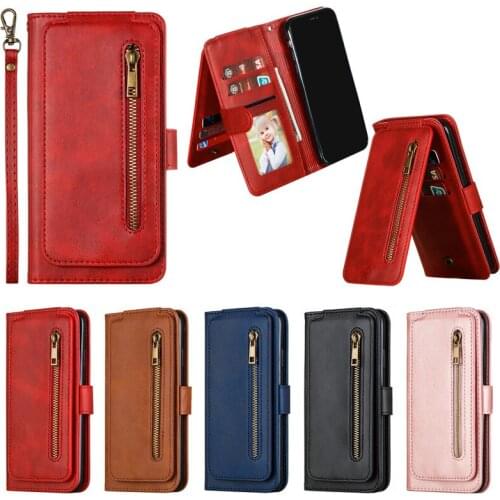 Zipper Leather Cover For iPhone X XS Max XR Multi-function Card Wallet Flip Case For SE 2020 6 7 8 Plus 12 11 Pro Max Coque