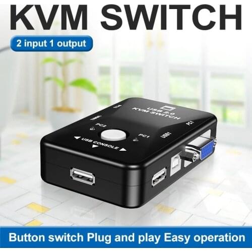 KVM Switch Switcher 2 Port VGA SVGA USB Cable VGA Splitter Switch Box USB 2.0 Mouse Keyboard 1920*1440 Switch Adapter