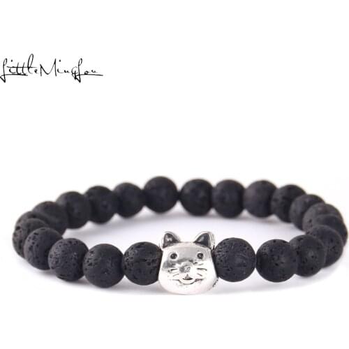 Fashion Horse Dog Cat Charm Pet women bracelet Lava Natural stone Beads Yoga Bracelets & Bangles for Women jewelry accessories
