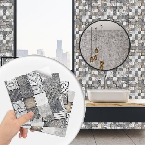 Marble Pattern Flat Mosaic Frosted Tiles Floor Wall Stickers Kitchen Desktop Bathroom Wallpaper Non-slip Ground Art Wall Decals