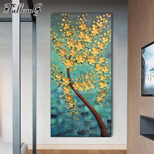 FULLCANG Abstract tree landscape mosaic 5d diy diamond painting full square round drill rhinestone embroidery kits FG0134