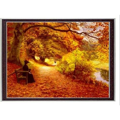 Needlework Crafts 14CT unprinted embroidery French Quality Counted Cross Stitch Kit DIY Oil painting A Wooded Path In Autumn