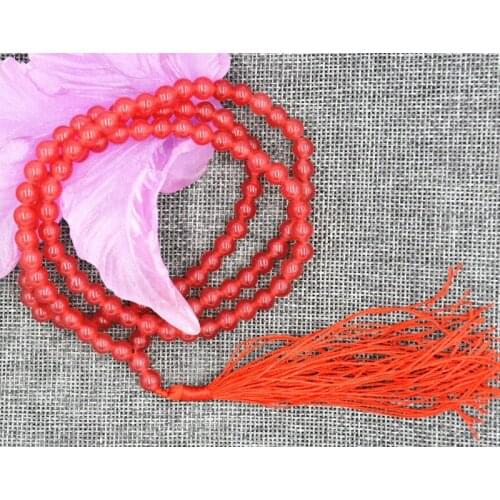 Natural 6mm stone Buddhist Light ruby 108 Prayer Beads Mala Bracelet Necklace AA jade Jewelry crystal
