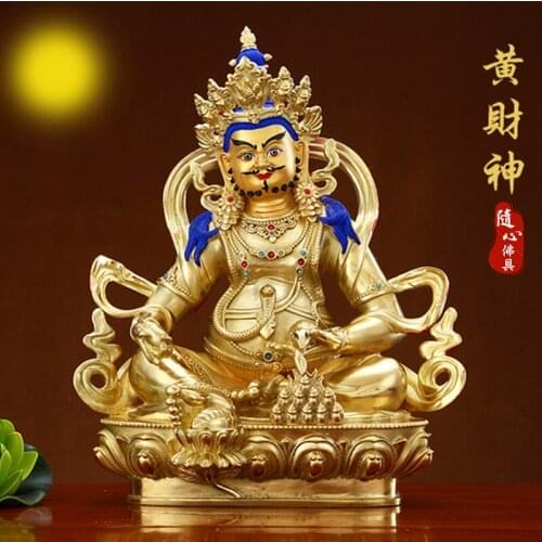 Wholesale Buddhist supplies High grade gilding gold Yellow Jambhala God of wealth good luck Buddha statue effective protection