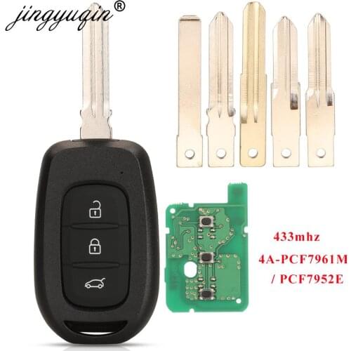 Jingyuqin Car Remote Key with Chip PCF7961M HITAG AES for Renault Sandero Dacia Logan Lodgy Dokker Duster 433MHz VAC102 HU136te