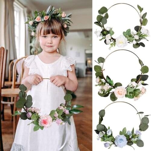 Rose DIY Garland Ring Wreath Wedding Artificial Flowers Wedding Party Decoration Rustic Bride to be Decor Wedding Accessories