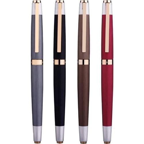 New HERO 285A Metal Matte Fountain Pen Golden Clip Fashion Writing Gift Pen, Coffee Grey Red Black EF Nib 0.38mm Ink Office Pen
