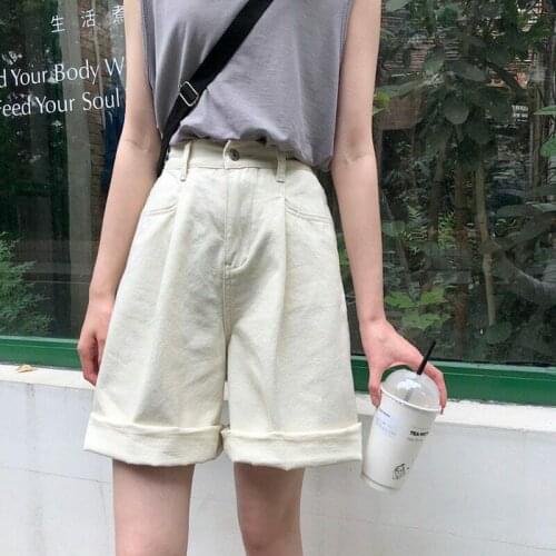 Women High Waist Shorts Summer Girl All-match Short Solid Color Trendy Harajuku