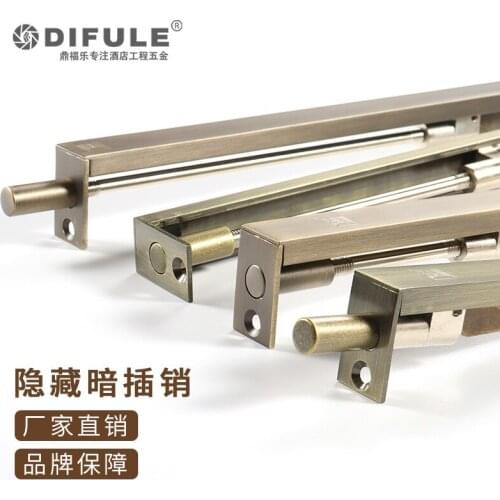 Pure copper concealed bolt, son-mother door, double door, heaven and earth bolt concealed insert, anti-theft door bolt black