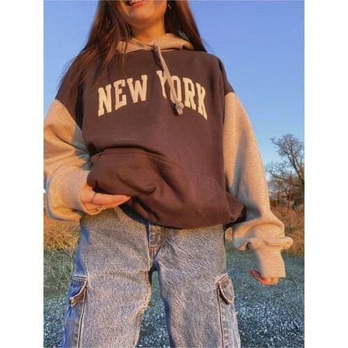 LISM Letter Printing New York Oversized Sweatshirt Streetwear Winter Boys Women Sweatshirts Fashion Pullover Vintage Hoodies