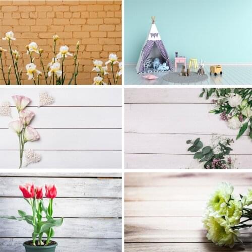 SHENGYONGBAO Vinyl Custom Photography Backdrops Prop scenery+ Flower and Wooden Planks Photography Background 200207FK-00012