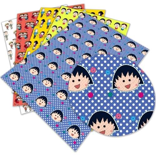 Cherry Girl Cartoon Pattern Printing Artificial Leather Fabric 22x30cm Faux Leather Sheets for Making Earrings Hair Bows