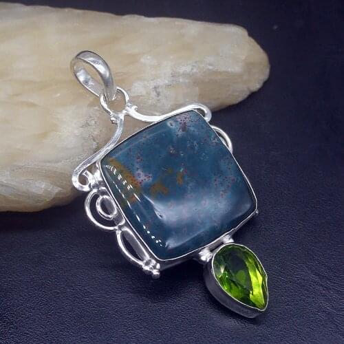 Gemstonefactory Jewelry Big Promotion 925 Silver Sea Sediment Green Peridot Charm Women Ladies Gifts Necklace Pendant 1172