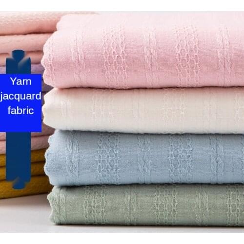 Jacquard Fabric Pure Cotton 100% By The Meter Per for Dress Skirt Pants Sewing Summer Stripe Brocade Plain Textile Breathable