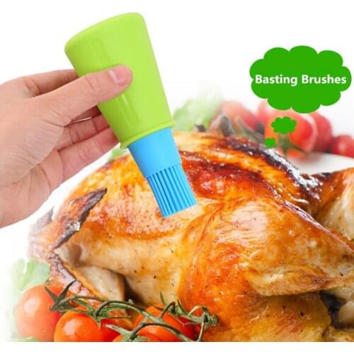 1pc Grill Oil Bottle Brushes Tool Heat Resisting Silicone BBQ Basting Oil Brush Barbecue Cooking Pastry Oil Brushes