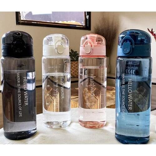 1Pc 780ml Outdoor Sports Water Bottle Camping Water Jug Locking Buckle Design Plastic BPA Free Transparent Water Cup Dinkware