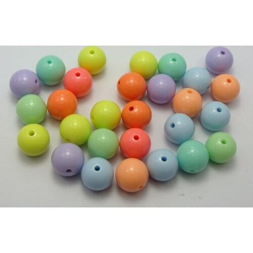 100 Mixed Pastel Color Acrylic Round Beads 12mm Smooth Ball Spacer