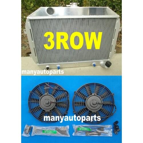 1970-1975 For Nissan/Datsun 240Z/260Z L24/L26 3 Core Aluminum Radiator & 2x Fans