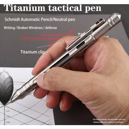 2-IN-1 Titanium TC4 Tactical Pen Self Defense Business Writing Pen Outdoor EDC Tool Gift